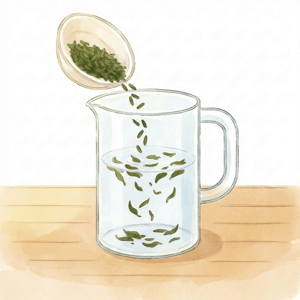 水1Lに対し10〜15g程の茶葉を入れる